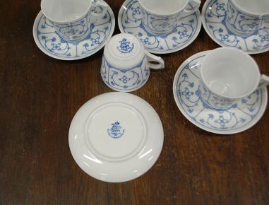 (n-4049/1) Jäger Eisenberg Original Blau Saks, õlelillemustriga kohvitassid-taldrikud, 5tk