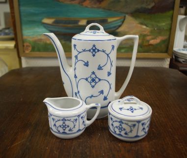 (n-4049/2) Jäger Eisenberg Original Blau Saks, õlelille mustriga kann, suhkrutoos ja koorekann