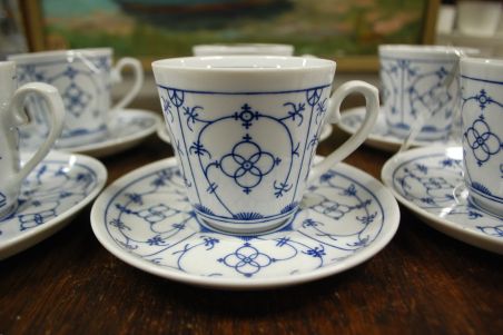 (n-4103) Winterling, Indischblau, õlelillemustriga kohvitassid-taldrikud, 6tk