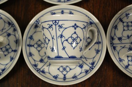 (n-4103) Winterling, Indischblau, õlelillemustriga kohvitassid-taldrikud, 6tk