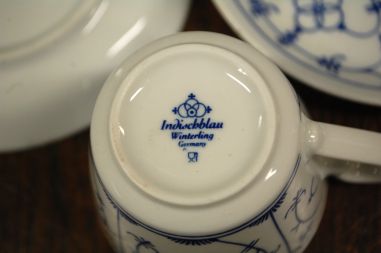 (n-4103) Winterling, Indischblau, õlelillemustriga kohvitassid-taldrikud, 6tk