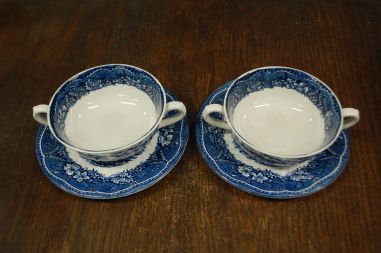 (n-4147) Staffordshire Barrats, Old Castle, puljongitassid-taldrikud, 2tk