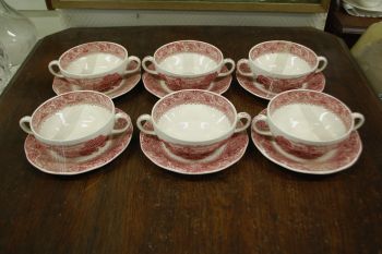 (n-1791/1) Enoch Wedgwood "River scene" puljongitassid-taldrikud, 6tk