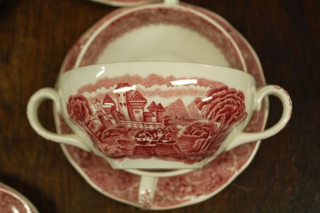 (n-1791/1) Enoch Wedgwood "River scene" puljongitassid-taldrikud, 6tk