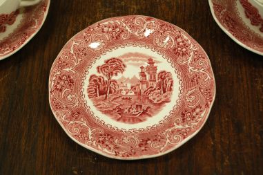 (n-1791/1) Enoch Wedgwood "River scene" puljongitassid-taldrikud, 6tk