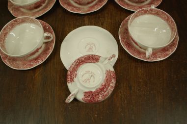 (n-1791/1) Enoch Wedgwood "River scene" puljongitassid-taldrikud, 6tk