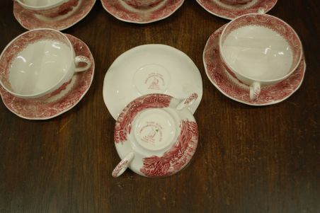 (n-1791/1) Enoch Wedgwood "River scene" puljongitassid-taldrikud, 6tk