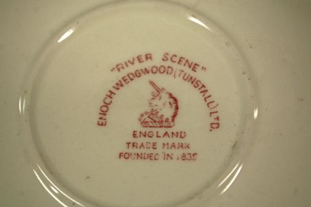 (n-1791/1) Enoch Wedgwood "River scene" puljongitassid-taldrikud, 6tk