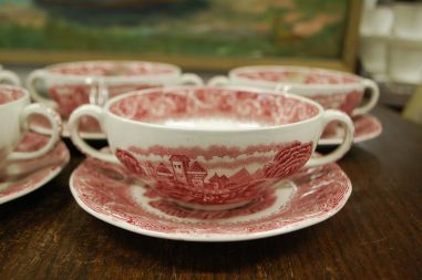 (n-1791/1) Enoch Wedgwood "River scene" puljongitassid-taldrikud, 6tk