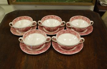 (n-1791/2) Enoch Wedgwood "River scene" puljongitassid-taldrikud, 5tk