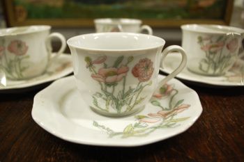 (n-4543) Gallo Galerie de Porcelaine Villeroy & Boch Group "Punane moon", kohvitassid-taldrikud, 4tk 2