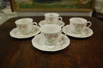 (n-4543) Gallo Galerie de Porcelaine Villeroy & Boch Group "Punane moon", kohvitassid-taldrikud, 4tk