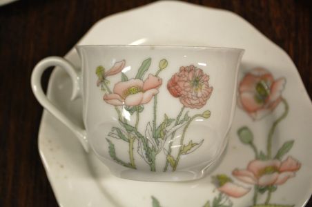 (n-4543) Gallo Galerie de Porcelaine Villeroy & Boch Group "Punane moon", kohvitassid-taldrikud, 4tk