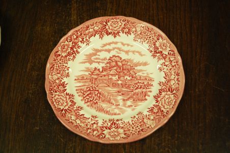 (n-4553) Alfred Meakin, Staffordshire, English Village, punased salatitaldrikud, 4tk