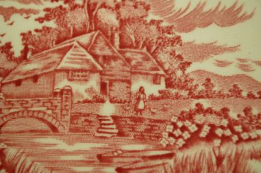 (n-4553) Alfred Meakin, Staffordshire, English Village, punased salatitaldrikud, 4tk