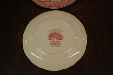 (n-4553) Alfred Meakin, Staffordshire, English Village, punased salatitaldrikud, 4tk