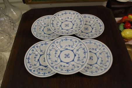 (n-4649) Jäger Eisenberg Original Blau Saks, õlelille mustriga supi-pastataldrikud, 6tk
