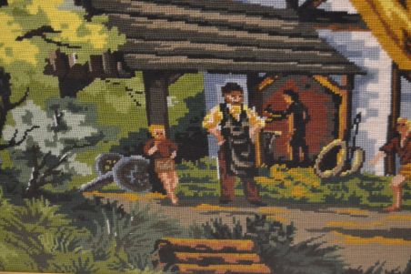 (n-8513) Suur gobelääntehnikas pilt, talu