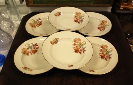 (n-8527/1) Kjoenhavns Porcellains Maleri, kreemikad supi-pastataldrikud, 6tk