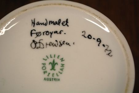 (n-8530) Lilien Porzellan, Drewsen, käsitsimaalitud õllekann