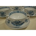 (n-5082/5) Villeroy & Boch Heinrich, China Blue, puljongikausid-taldrikud, 6tk