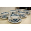 (n-5082/5) Villeroy & Boch Heinrich, China Blue, puljongikausid-taldrikud, 6tk